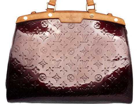 Authentic Louis Vuitton Vernis Monogram Amarante Brea MM Handbag
