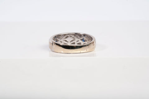 Authentic 14K White Gold Vera Wang Diamond and Blue Sapphire Wedding Ring