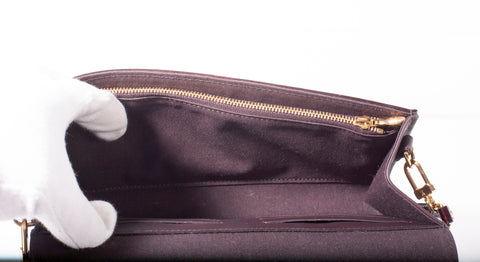 Authentic Louis Vuitton Burgundy Monogram Vernis Rossmore MM Clutch Bag
