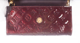 Authentic Louis Vuitton Burgundy Monogram Vernis Rossmore MM Clutch Bag