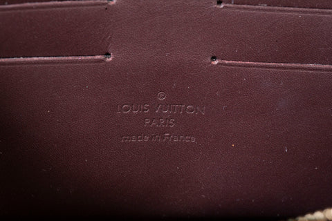 Authentic Louis Vuitton Burgundy Monogram Vernis Rossmore MM Clutch Bag