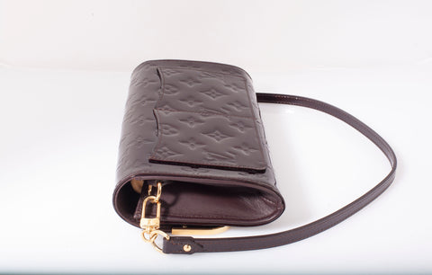 Authentic Louis Vuitton Burgundy Monogram Vernis Rossmore MM Clutch Bag