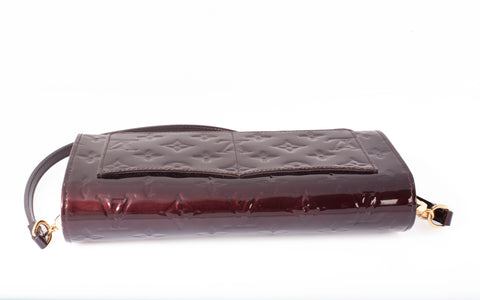 Authentic Louis Vuitton Burgundy Monogram Vernis Rossmore MM Clutch Bag