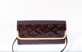 Authentic Louis Vuitton Burgundy Monogram Vernis Rossmore MM Clutch Bag