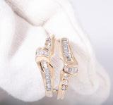 Vintage 14k Yellow Gold Bypass Round and Baguette Diamond Enhancer Ring