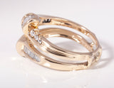 Vintage 14k Yellow Gold Bypass Round and Baguette Diamond Enhancer Ring
