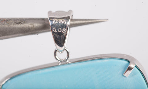Women's Turquoise Cameo Pendant in 18k White Gold Setting
