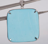 Women's Turquoise Cameo Pendant in 18k White Gold Setting