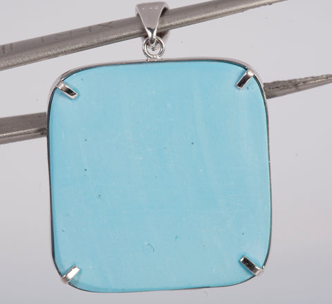 Women's Turquoise Cameo Pendant in 18k White Gold Setting