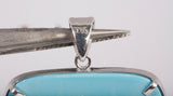 Women's Turquoise Cameo Pendant in 18k White Gold Setting