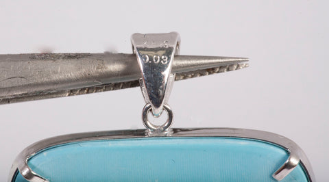Women's Turquoise Cameo Pendant in 18k White Gold Setting
