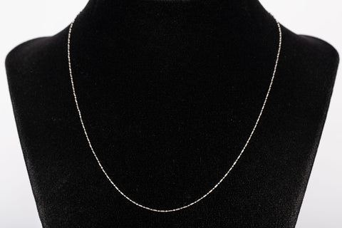 Ladies 18k White Gold Diamond Cut Bar and Bead Style Chain 16"