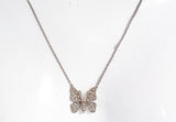 Ladies 18k White Gold Dainty Butterfly Diamond Accent Necklace