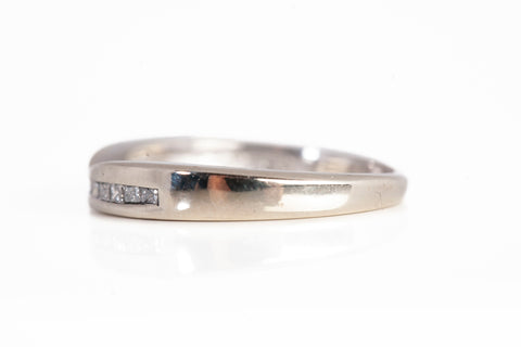 Ladies 14k White Gold Half Eternity Channel-Set Diamond Band
