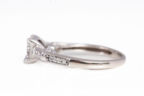 Ladies 10k White Gold Halo Princess Cut Diamond Engagement Ring