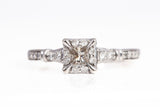 Ladies 10k White Gold Halo Princess Cut Diamond Engagement Ring