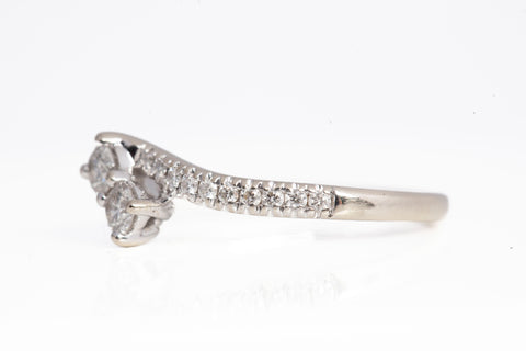 Ladies EVER US 14k White Gold Bypass Diamond Engagement Ring 0.39ctw
