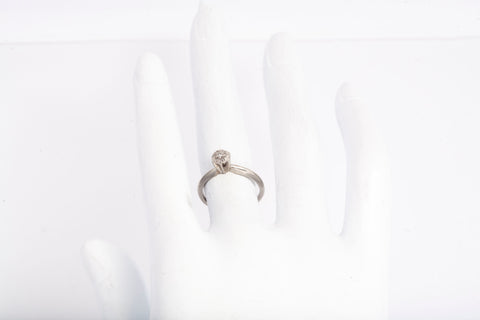 Ladies 10k Dainty White Gold Diamond Cluster Engagement Ring .035TCW