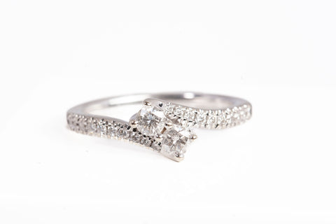 Ladies EVER US 14k White Gold Bypass Diamond Engagement Ring 0.39ctw