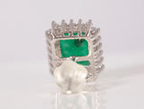 Ladies 18k White Gold Emerald with Diamond Accents Earrings
