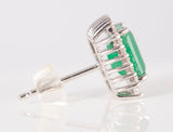 Ladies 18k White Gold Emerald with Diamond Accents Earrings