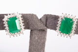 Ladies 18k White Gold Emerald with Diamond Accents Earrings