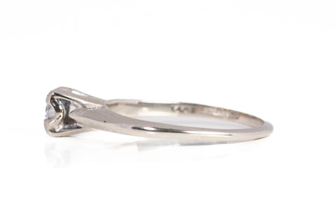 Ladies 14k White Gold Solitaire Diamond Engagement Ring
