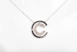 Ladies 18k White Gold "C" Diamond Pendant Necklace 18"