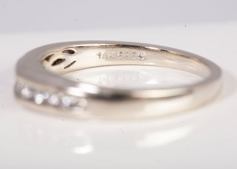 Ladies 14k White Gold Channel-Set Diamond Contour Band Size 5.75