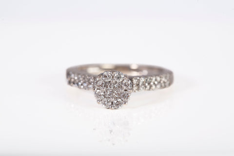 Ladies 14k White Gold Cluster Diamond Engagement Set 0.56CTW