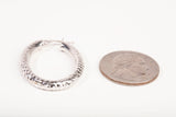 Ladies 14k White Gold Diamond Cut Style Oval Hoop Earrings