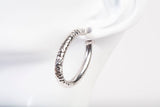 Ladies 14k White Gold Diamond Cut Style Oval Hoop Earrings