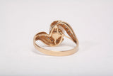 Ladies 14k Yellow Gold Pearl and Diamond Accents Bypass Ring