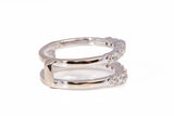 Ladies 18k White Gold Round Cut Diamond Engagement Guard Ring 0.28CTW