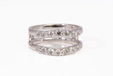Ladies 18k White Gold Round Cut Diamond Engagement Guard Ring 0.28CTW