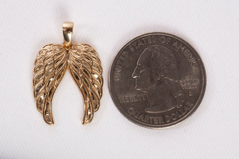 Unisex 14k Yellow Gold Angel Wings Pendant