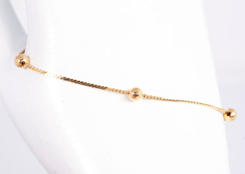 Ladies 14k Yellow Gold Beaded Bracelet Size 6.75"