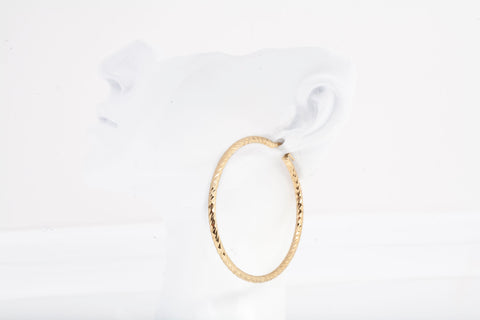 Ladies 14k Yellow Gold Diamond Cut Hoop Earrings