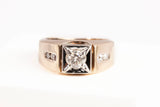 Gentlemen's 10k Two-Tone Round Cut Diamond Channel Engagement Ring