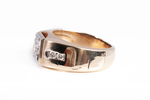 Gentlemen's 10k Two-Tone Round Cut Diamond Channel Engagement Ring