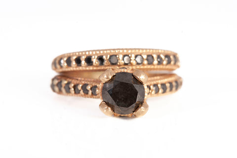 Ladies 14k Yellow Gold Onyx Soldered Bridal Set