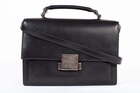 Authentic Saint Laurent Black Calfskin Leather Bellechasse Shoulder Bag