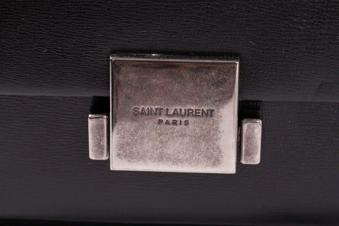 Authentic Saint Laurent Black Calfskin Leather Bellechasse Shoulder Bag