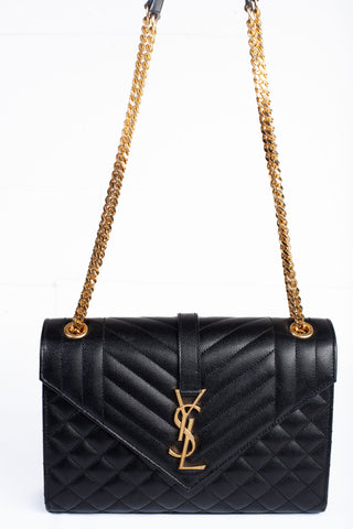 Authentic Saint Laurent Triquilt Medium Envelope YSL Shoulder Bag