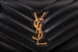 Authentic Saint Laurent Cassandre Envelope Chain Wallet in Grain de Poudre Black Leather Bag