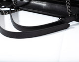 Authentic SAINT LAURENT Black Festival Fringe YSL Logo Chain Tote Bag