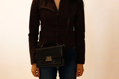Authentic Saint Laurent Black Calfskin Leather Bellechasse Shoulder Bag