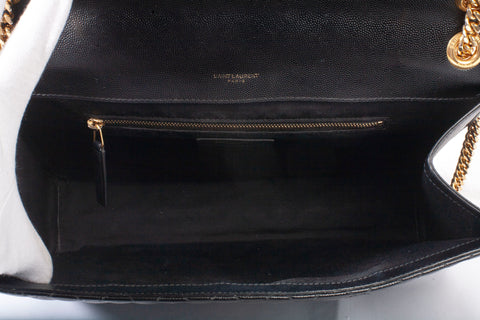Authentic Black Saint Laurent Triquilt Medium Envelope YSL Shoulder Bag