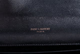 Authentic Saint Laurent YSL Grain De Poudre Black Matelasse Chevron Monogram Envelope Clutch