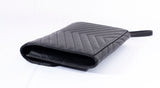 Authentic Saint Laurent YSL Grain De Poudre Black Matelasse Chevron Monogram Envelope Clutch